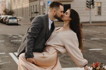 just married couple kissing