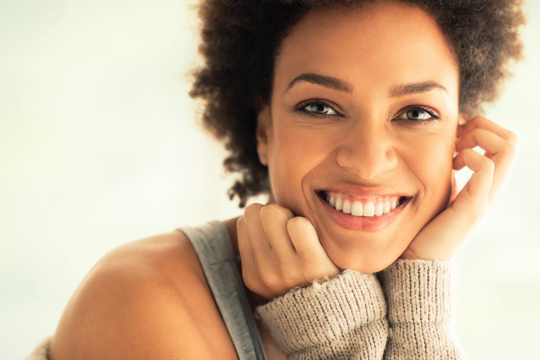 portrait photo of woman smiling